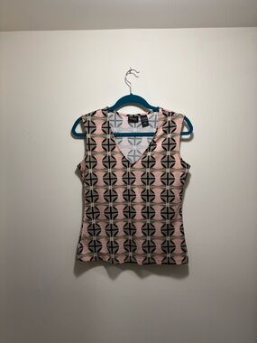 Sleeveless Geometric Print Pink Women's Tank Top Y2K